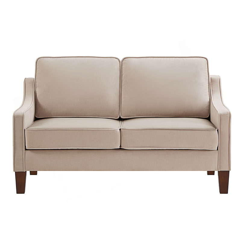Canapé 2 places avec coussin de siège à ressorts, canapé rembourré avec housses amovibles, Velours taupe