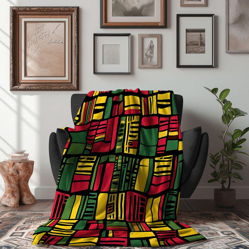 Vibrant African Textiles - Couverture sherpa de qualité supérieure 1 pièce, Lit simple
