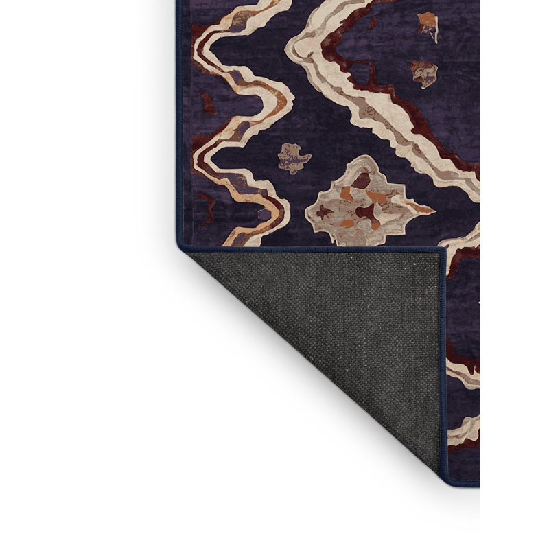 Tapis mauve soyeux et moelleux, Carré 5 pi