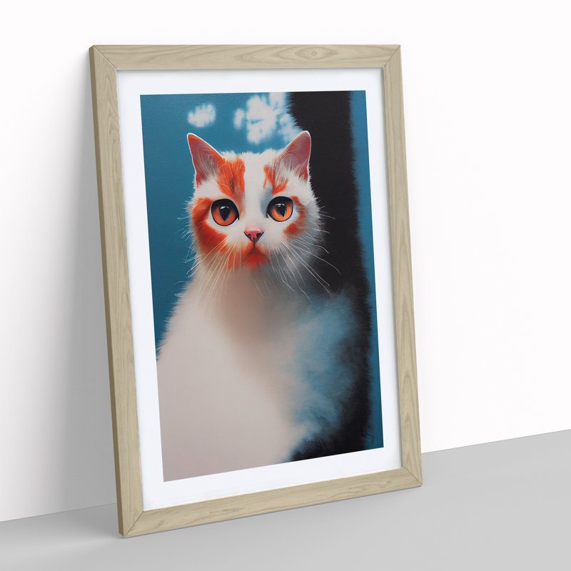 Lovely Cat - Framed Print, 46cm H x 34cm W x 2cm D, Oak