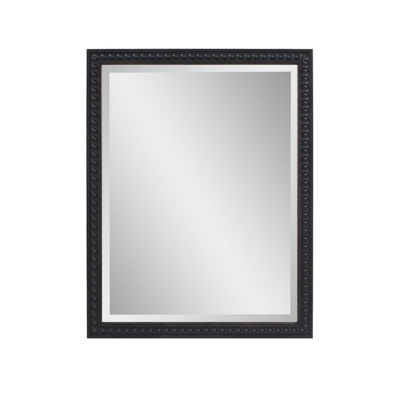 Miroir de coiffeuse perlé, Noir, noir, noir, noir, 28 po x 22 po