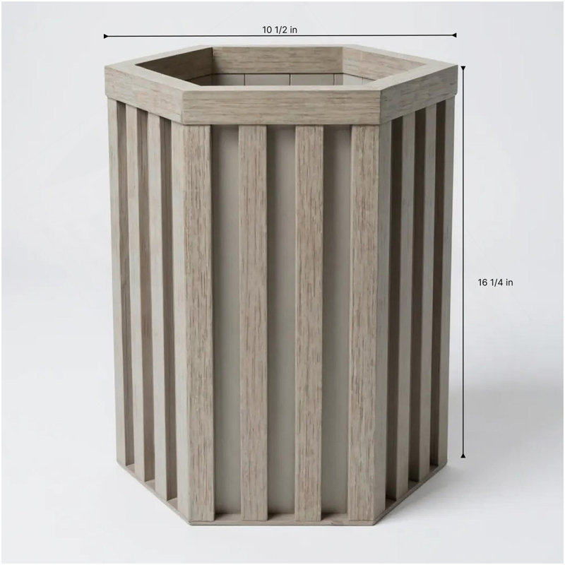 Hexagon Column Planter SM - Grey Brown, Brown Gray, 16.25" H x 9.13" W x 10.5" D