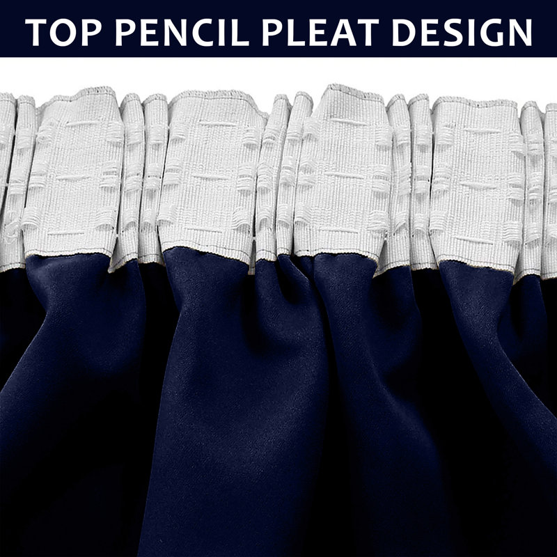 Blackout Curtain Pair, Navy, 168cm Width x 137cm Drop