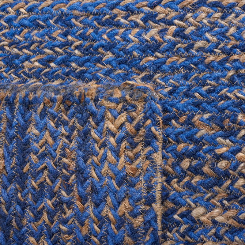 Jarielis Natural Fiber Hand Loomed Wool/Jute Rug in Blue/Natural, Rectangle 4' x 6'