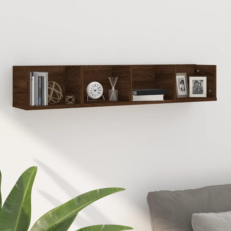 vidaXL Wall Shelf Floating Display Shelf Wall Mounted Shelf for Photo Frame, Brown Oak