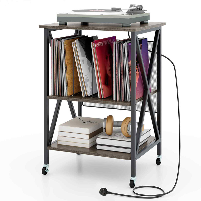 Alphonzo 52cm W Metal Bedside Table, Grey