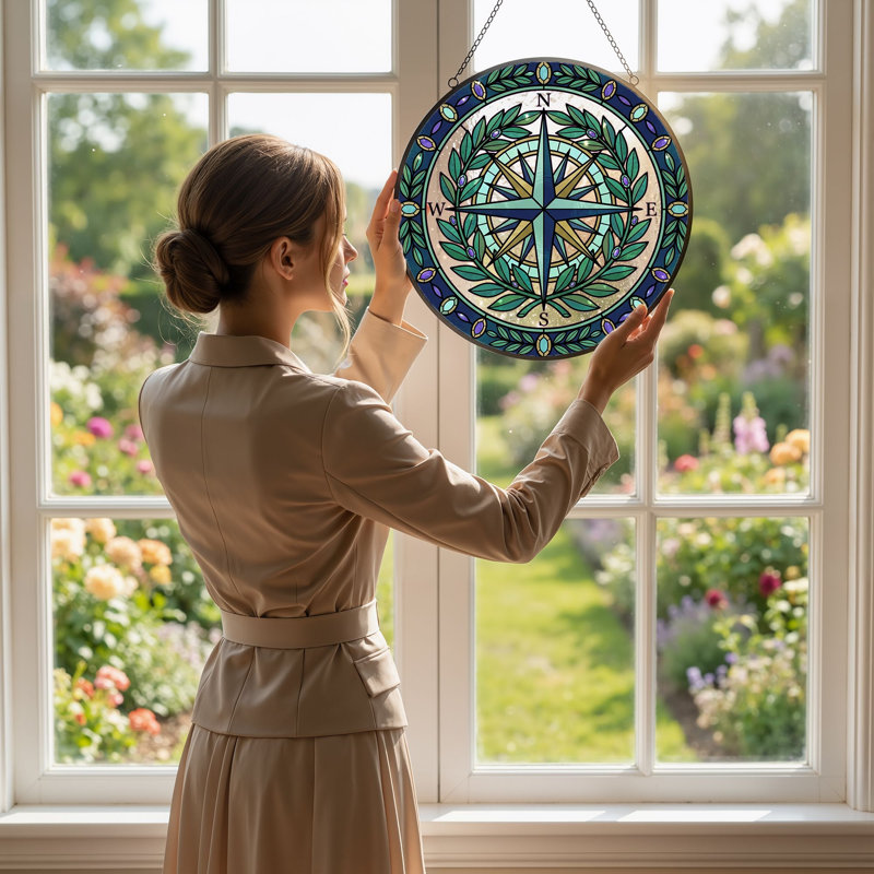 Vitrail Compass Rose, H 7,8 po