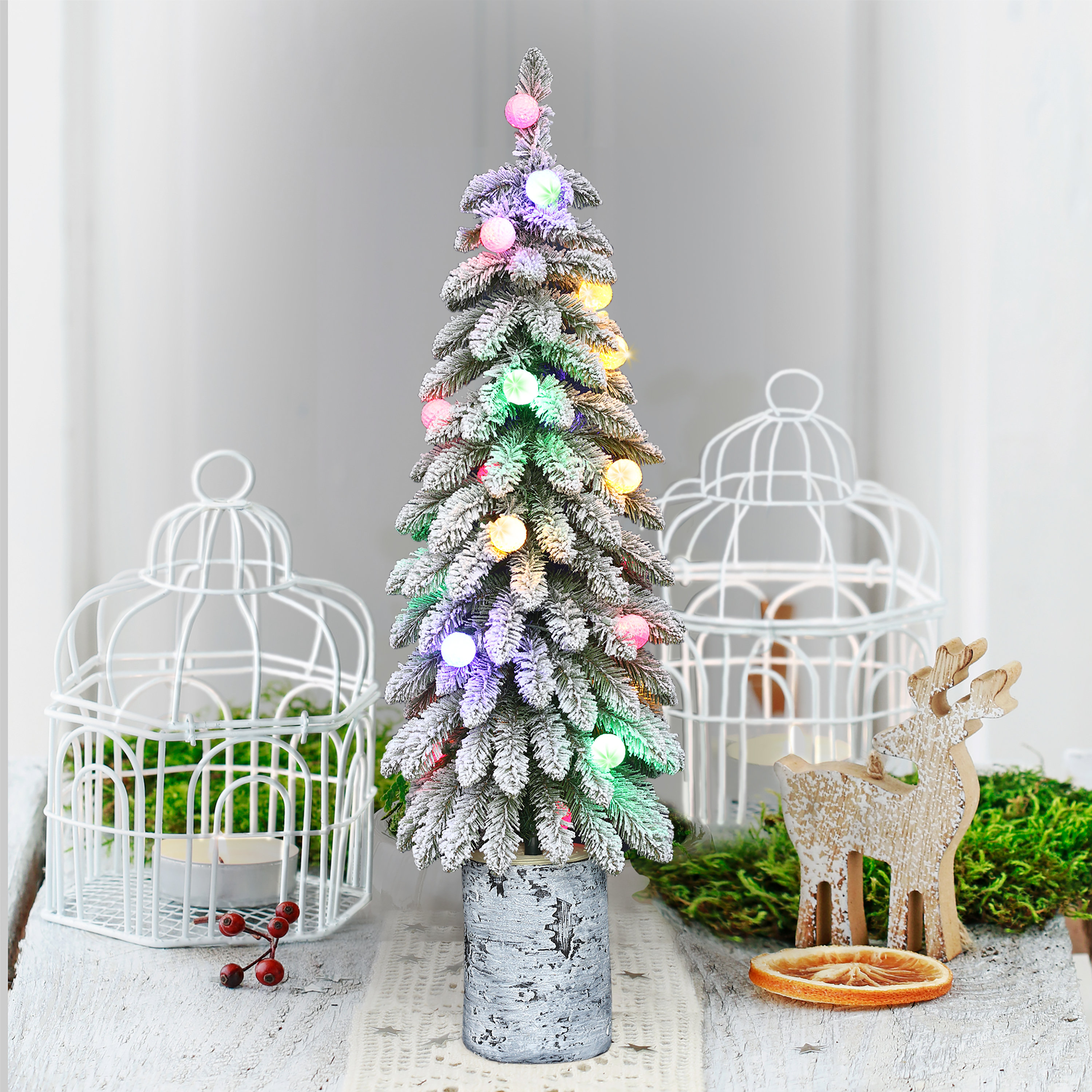 The Holiday Aisle® 4' H Slender Green Pine Christmas Tree with 20 LED ...