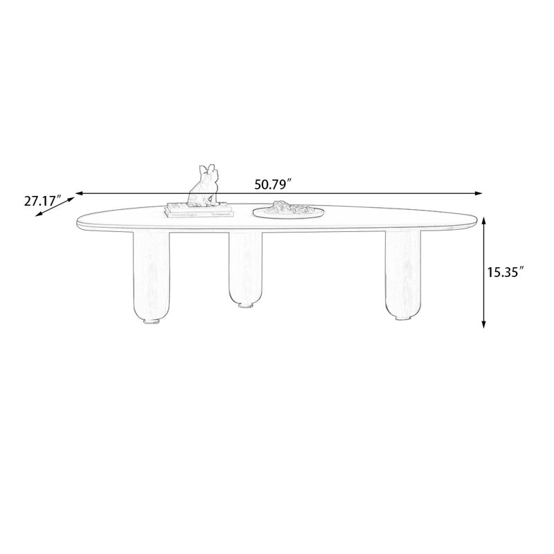 Table basse moderne, simple et créative, Noir, H 15,35 po x L 50,79 po x l 27,17 po