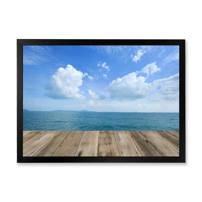 «Wood Deck On Tropcial Sea», reproduction sur toile, Cadre d'angle fermé noir, H 8 po x l 12 po x P 1 po