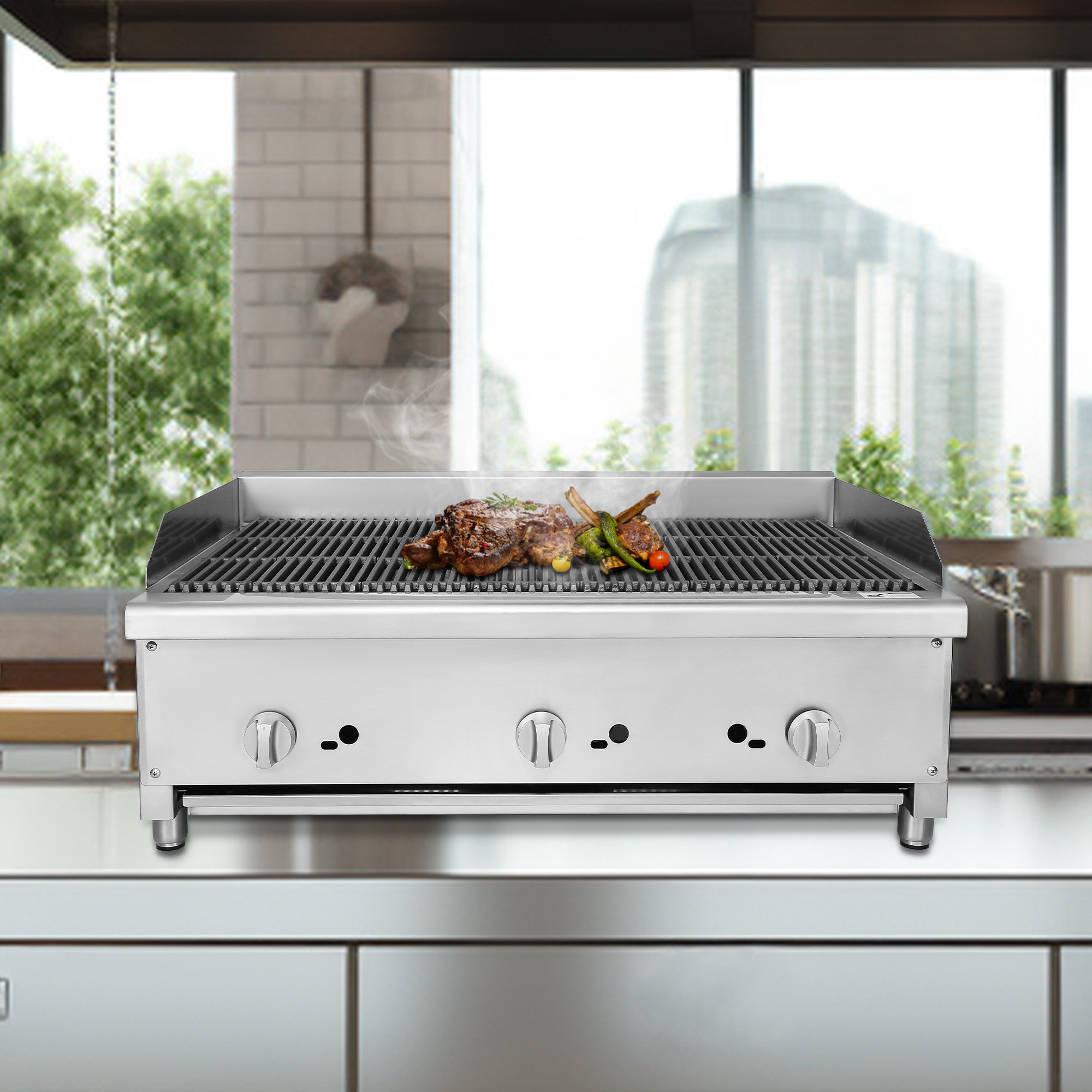 Gas Griddle & Grill Stove Steak Grill Commercial Stainless Steel