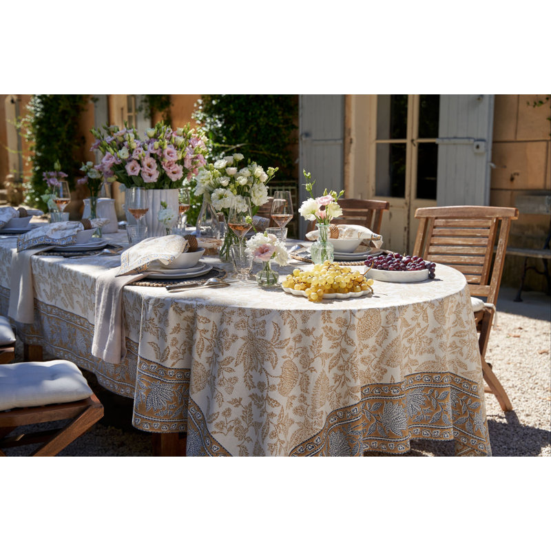 Chloe Handmade Floral Tablecloth, 142" L x 71" W