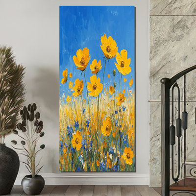 «Yellow Daylight Joy Wildflowers IV» - art mural fleurs sauvages
