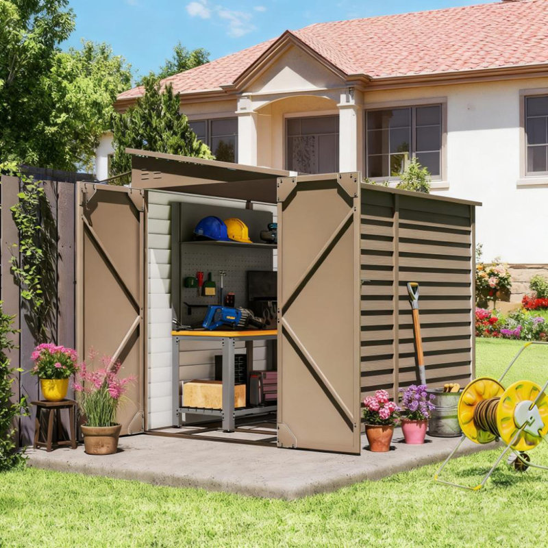 Durable Steel Storage Sheds, Modern Brown Design For Home Outdoor