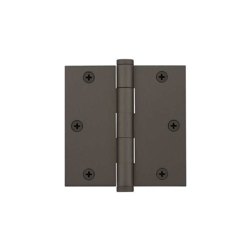 3.5'' x 3.5'' Brass Butt Bearing Hinge, Titanium Gray