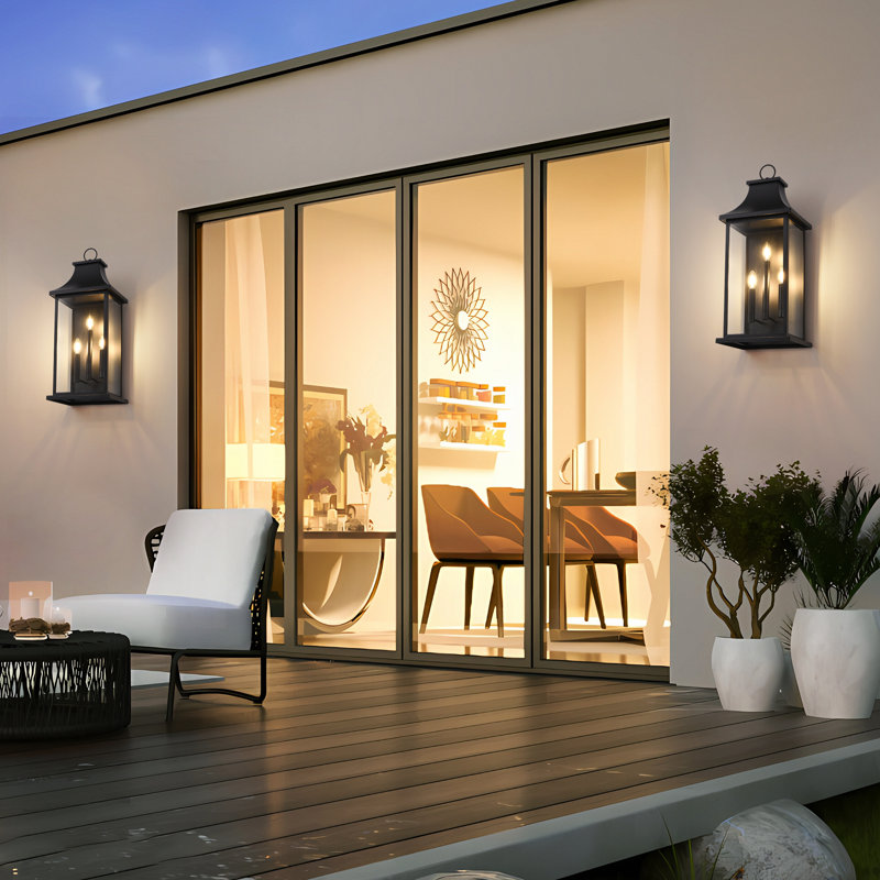 3-Light 28 In. Black Outdoor Wall Lantern Sconce, 28" H x 11.5" W x 9.5" D, 3 Lights