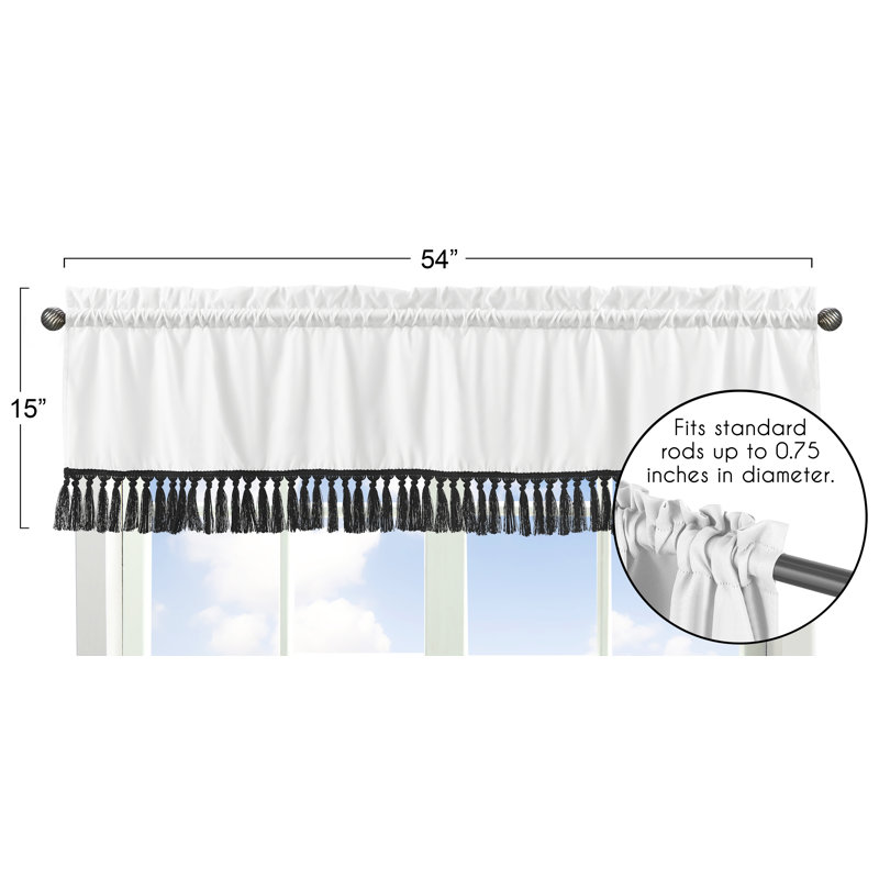 Black and White Boho Stitch Rod Pocket Window Valance
