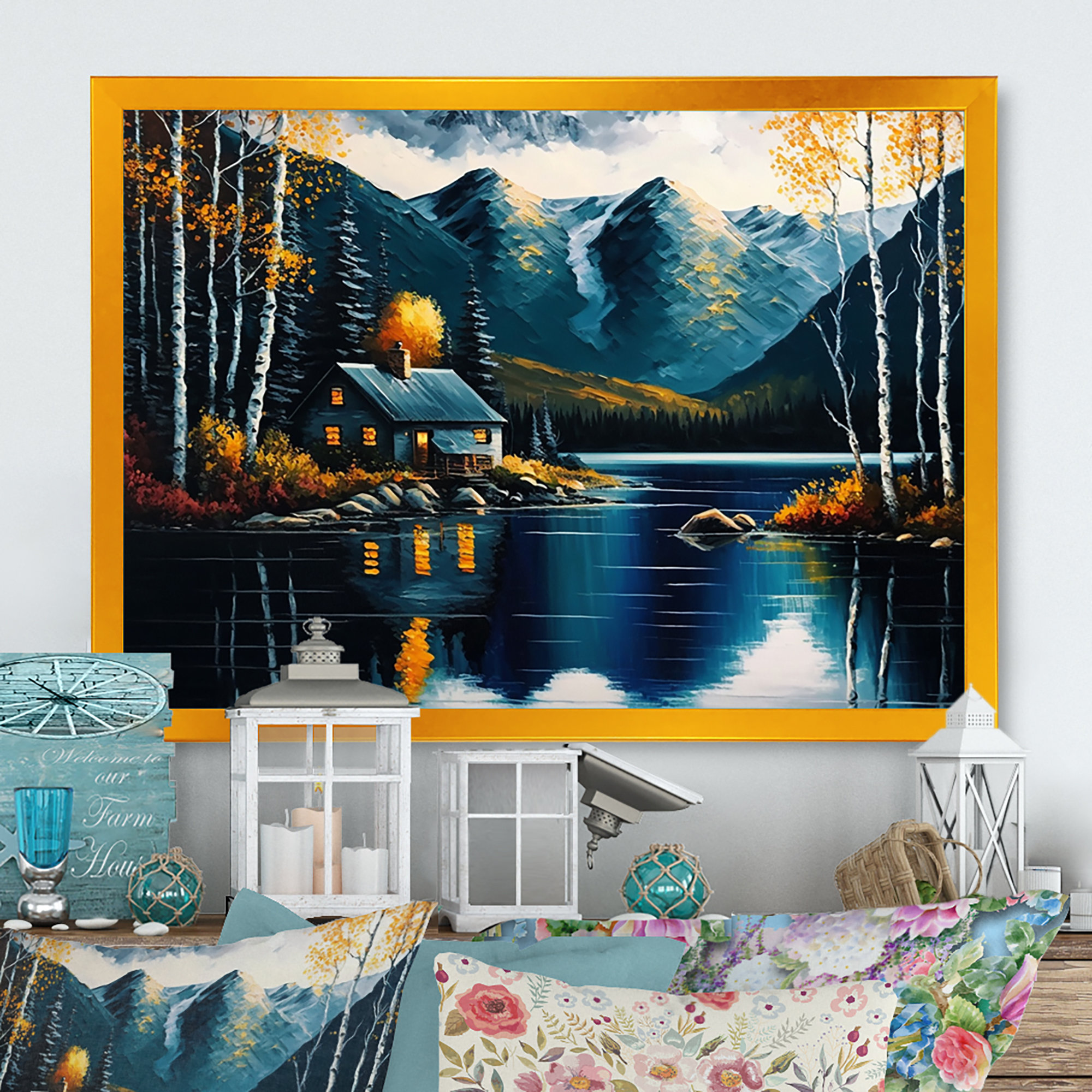 Millwood Pines 'Paint by Number Autumn Scene' Graphic Art Print, Gray