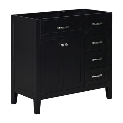 Meuble-lavabo 36 po sans lavabo, base d'armoire seulement, armoire de salle de bain avec tiroirs, structure solide et panneau en bois aggloméré