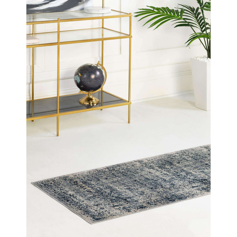 Tapis oriental bleu et gris Lanett