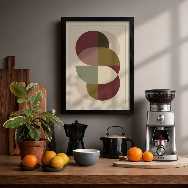Interlocking Circles Mid-Century - Print, Black, A3 - 42.0 x 29.7 cm