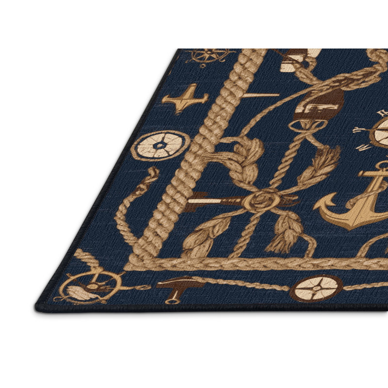 Washable Coordinate Elements Nautical Area Rug, Rectangle 7' x 9'
