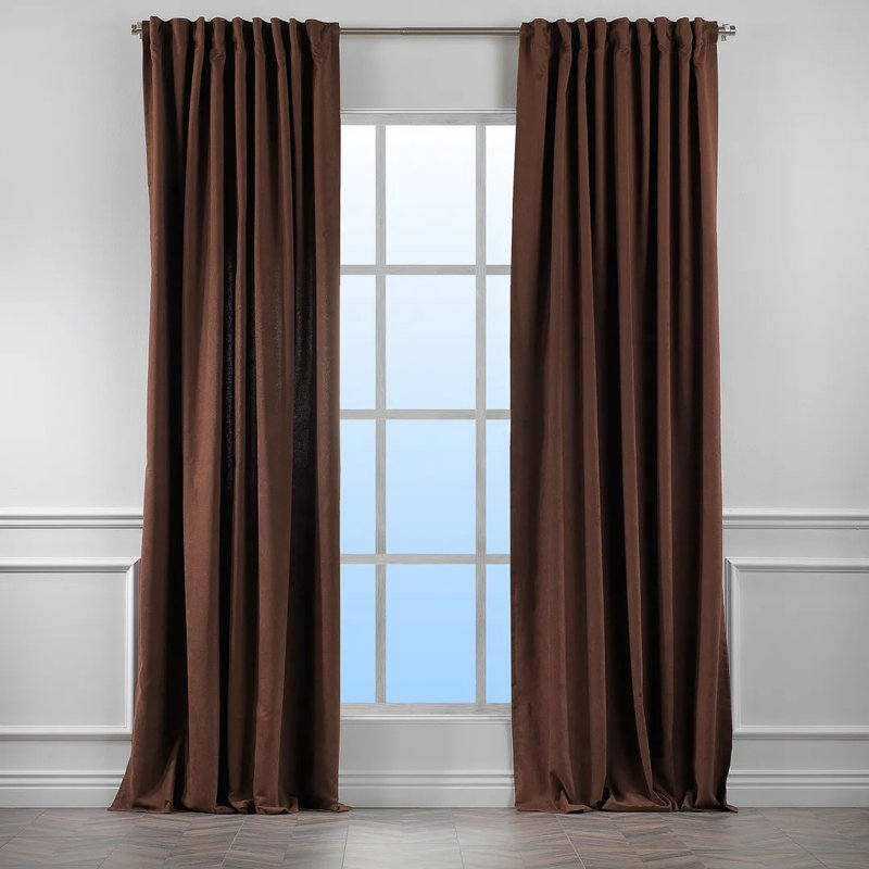 Extra Long & Extra Wide Decorative Curtain Single Panel, 140cm Width x 295cm Drop, Dark Brown