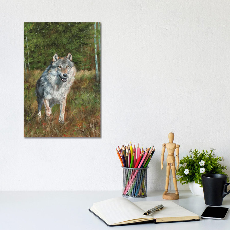Wolf Running by David Stribbling - Wrapped Canvas Gallery-Wrapped Canvas Giclée, 30.48cm H x 20.32cm W