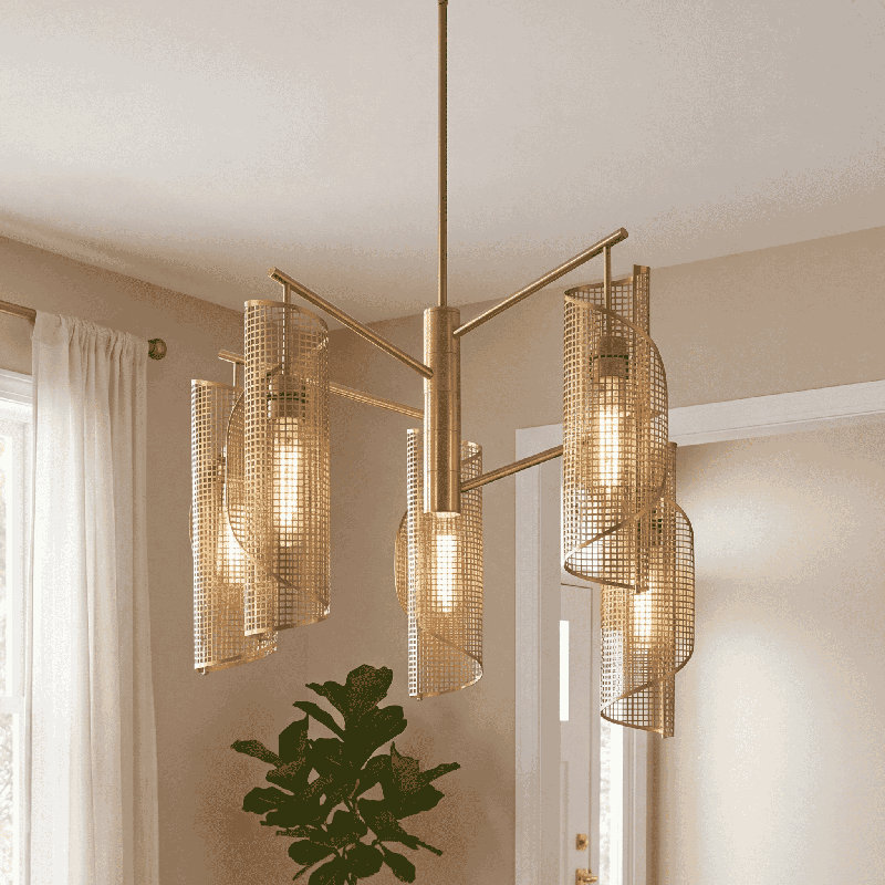 Lustre 5 lumières Nygaard, Laiton