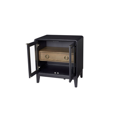 Jaywon Aurora Glass Door 1-Drawer Nightstand, Peppercorn by Latitude Run