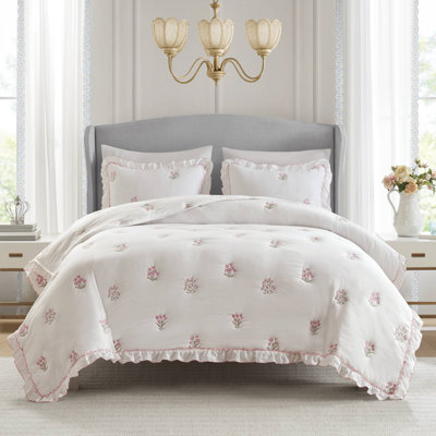 Aglaia Pink Floral 3-Piece Full/Queen Quilt Mini Set