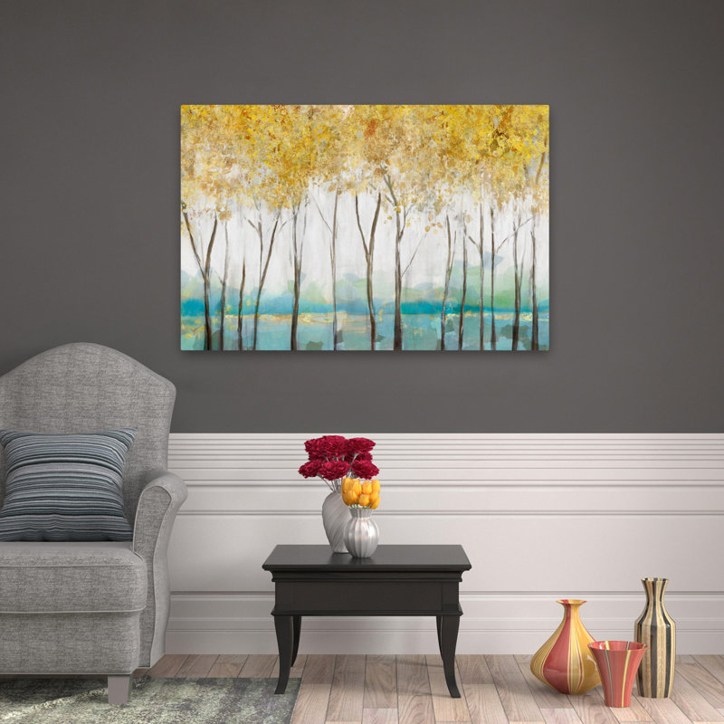 Molto paysage abstrait arbre nature peinture automne art contemporain, H 48 po x l 32 po