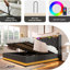 Très grand lit avec 360 DEL innovantes, rangement hydraulique, type C, lin gris, lit rembourré Peaceful Sleep, éclairage à DEL, lin-178627837-178627825