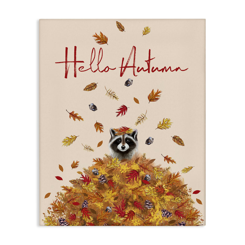 «Hello Autumn Raccoon», conception par Elizabeth Tyndall, H 20 po x l 16 po