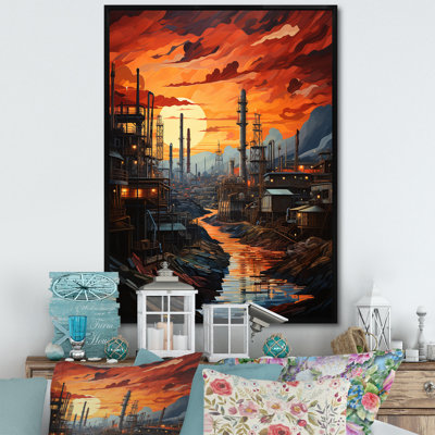 «Semarang Orange Oil Rigs Oil Odyssey», reproduction sur toile