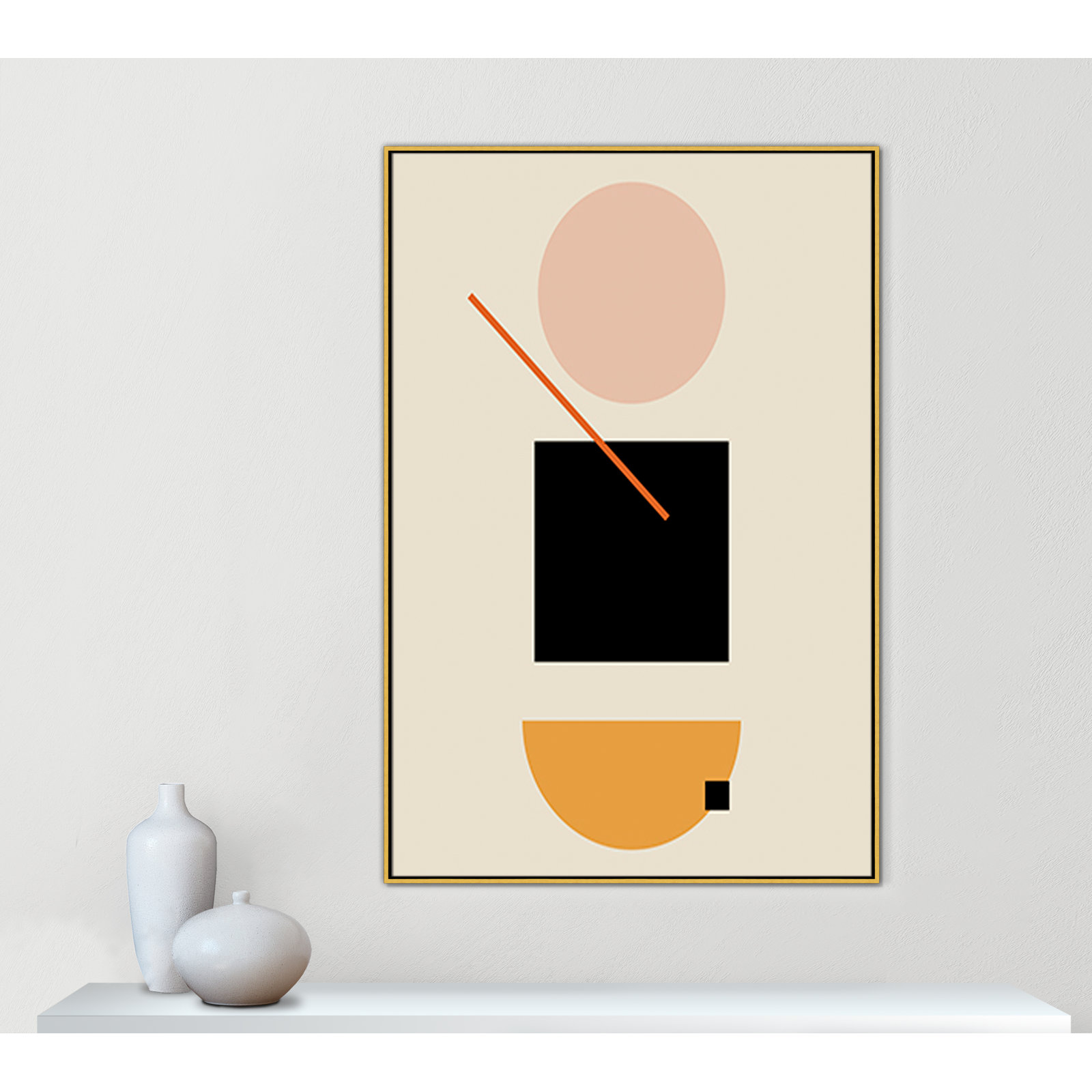 Simple Shapes by Daniela Santiago, 61.5" H x 41.5" W x 2" D, Gold Framed