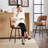 Set Of 2 Modern Leather Bar Stools With Curved Back And Metal Frame For Kitchen Island Bar Dining Area In Brown-938882555