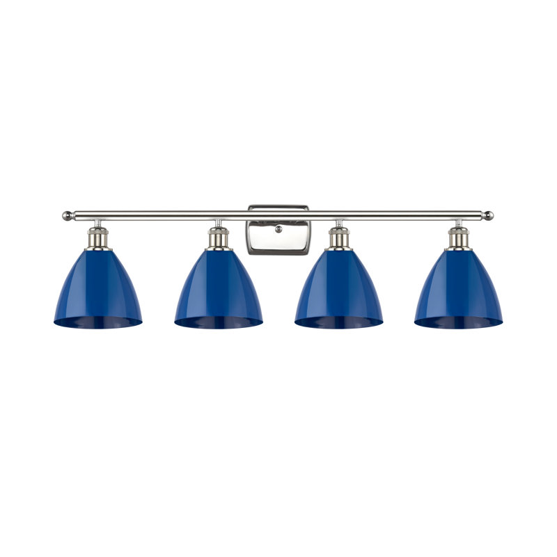 Éclairage pour meuble-lavabo à 4 lumières à intensité variable Amylee, Bleu, Nickel poli