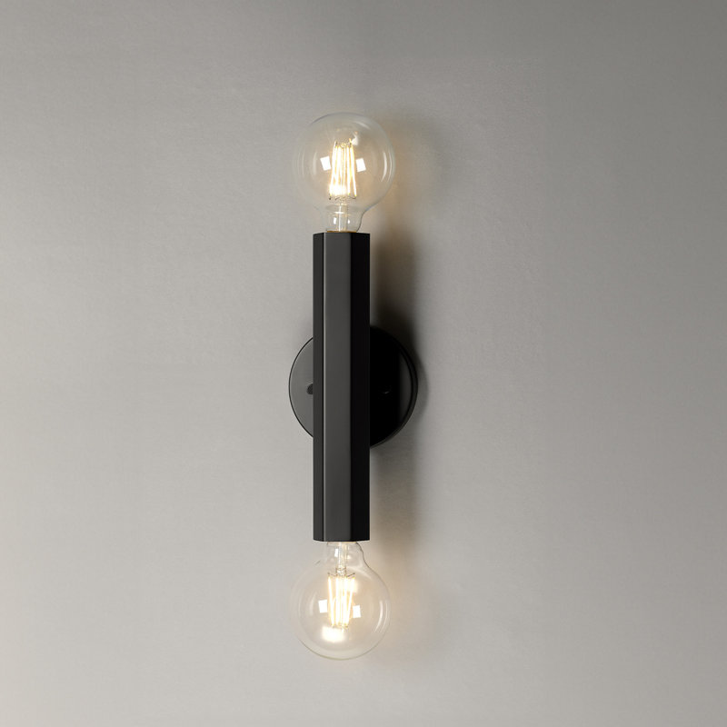 Éclairage pour meuble-lavabo 2 lumières 11 po, barre décorative hexagonale 11 po, noir mat, conception d'ampoule exposée, montage horizontal ou vertical, accessoires de salon de beauté, lumières de salle de bain sur miroir, lumières de miroir de ma