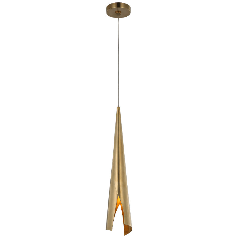 Kelly Wearstler Piel Delicate Wrapped Pendant, 166.75" H x 4.5" W x 4.5" D, Antique Burnished Brass