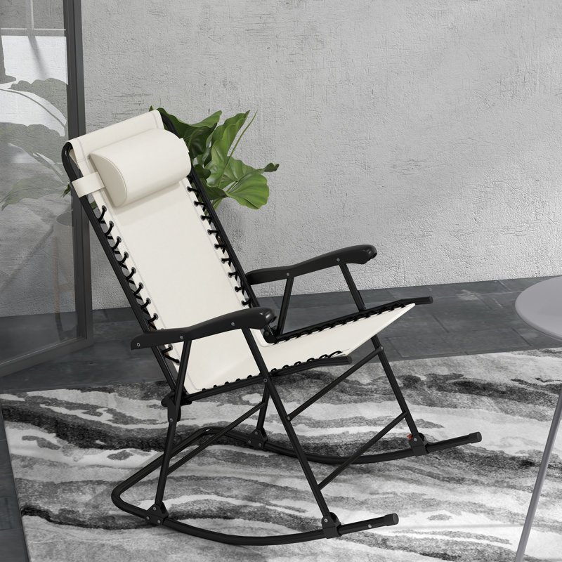 Chaise berçante d'extérieur pliante, blanc crème