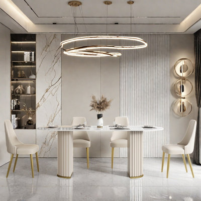 Light luxury texture dining table and chair