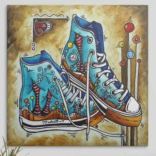 Reproduction d’art sur toile, "attention to learn not chaussures" par megan duncanson, H 35 po x l 35 po x P 1,5 po, Toile