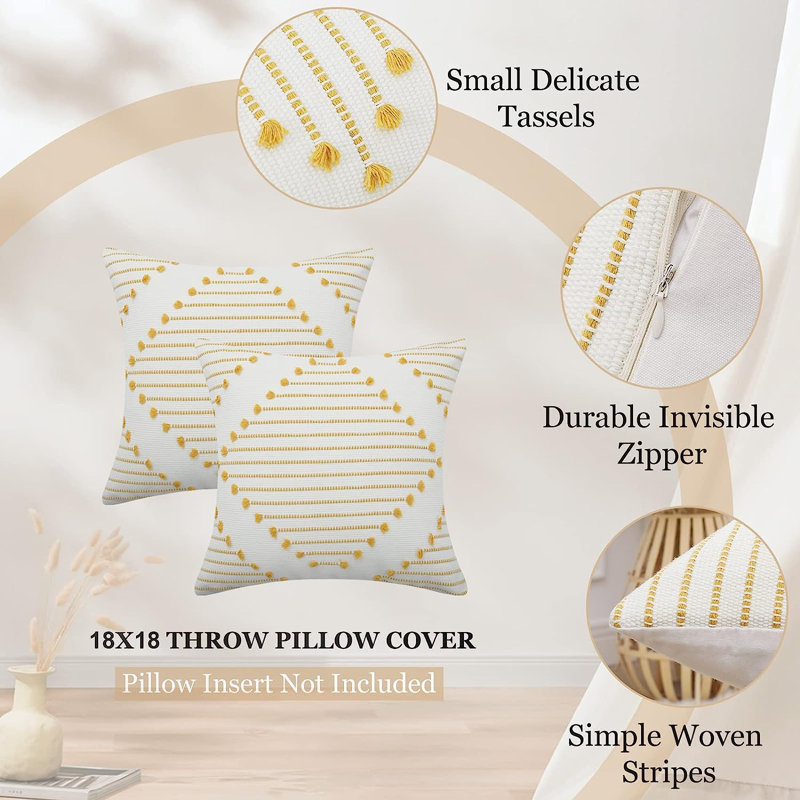 Housse de coussin , 18 po x 18 po, Jaune