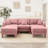 Pink, Boucle Fabric, 3, U Shape Sectional, Shell-Shaped , Movable Ottomans, Cylindrical Legs, Home Decor Sectional 3 Pink Couch In Featuring Distinctive 2 Ottomans And Self Wrapped For Long-Term Use-1450041400