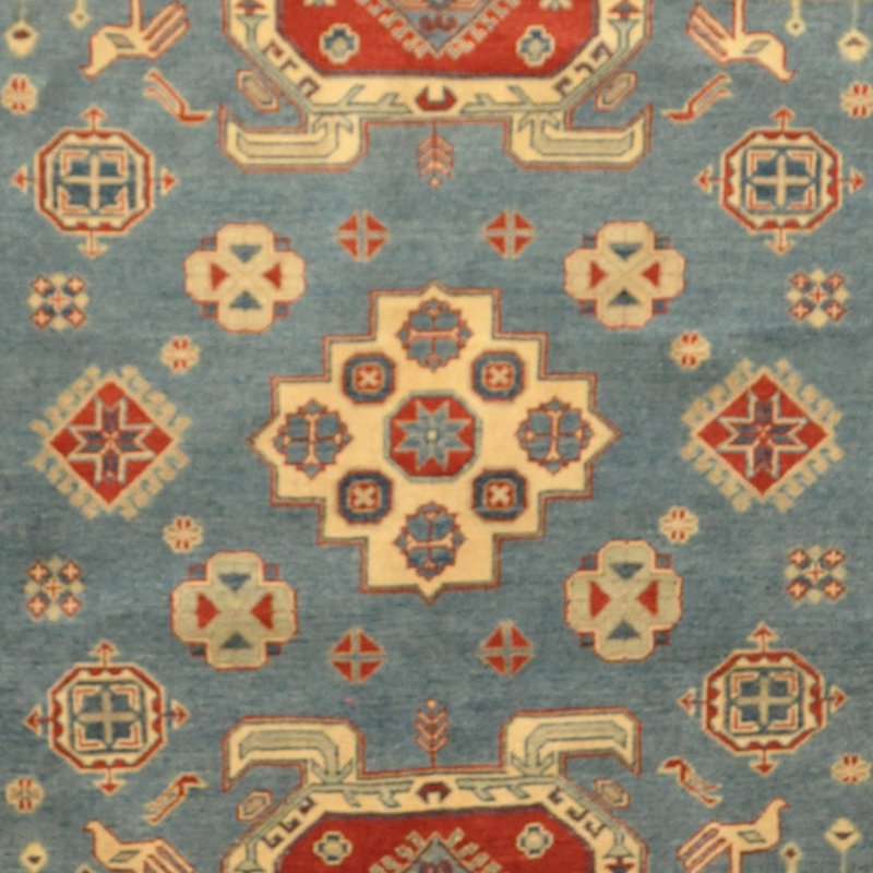 Tapis de zone en laine 10 pi 3 po x 8 pi 10 po one-of-kind à la main noué la kazak Landing