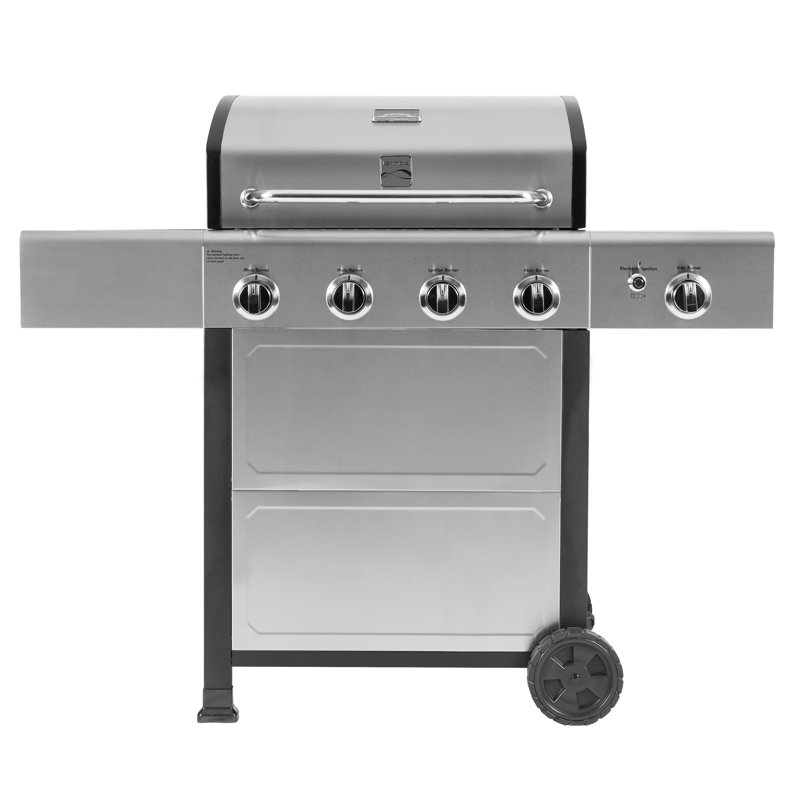 Barbecue au gaz propane autoportant à 4 brûleurs avec brûleur latéral Kenmore, Acier Inoxydable