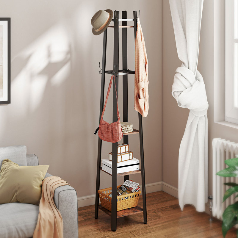 Metal Freestanding 8 - Hook Coat Rack, Rustic Brown