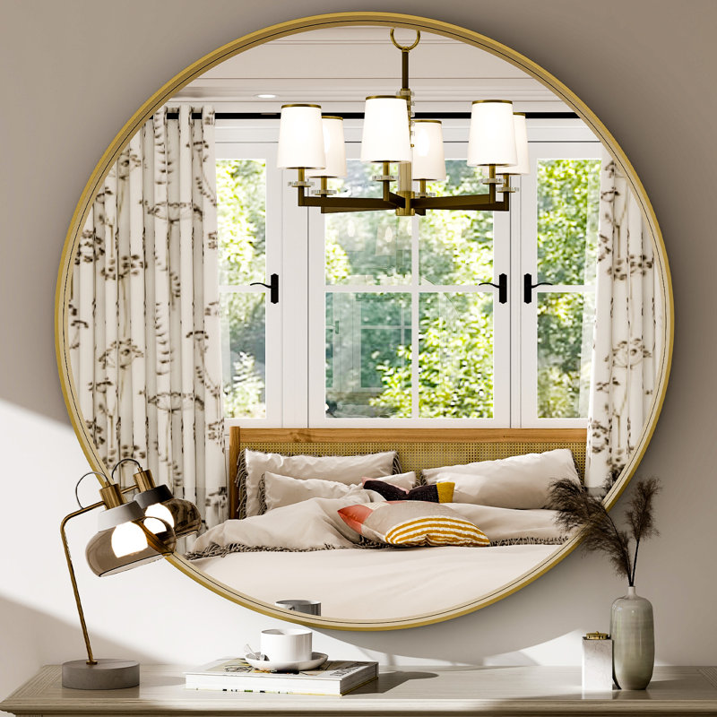 Mordern-Design Round Deep Framed Waterproof Bathroom Mirror, 30" H x 30" W