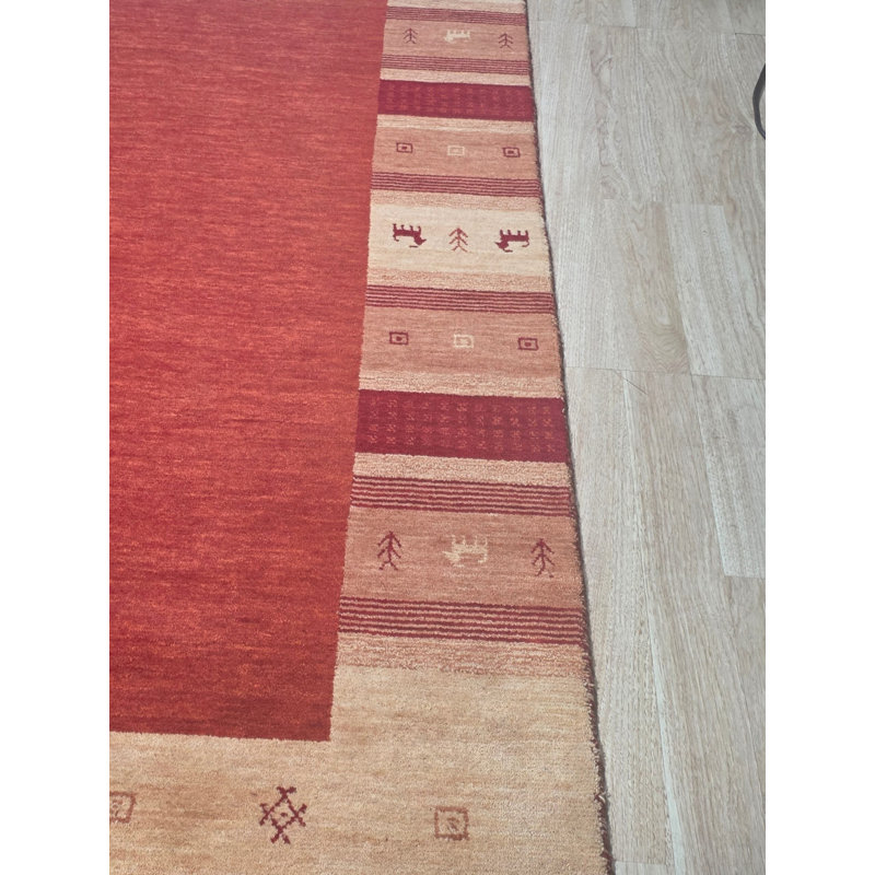 Handloomed Red Gabbeh Tribal Wool Area Rug, 5' x 8'